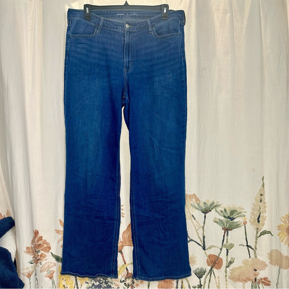 Old Navy High Rise Wow Wide Leg Blue Denim Jeans